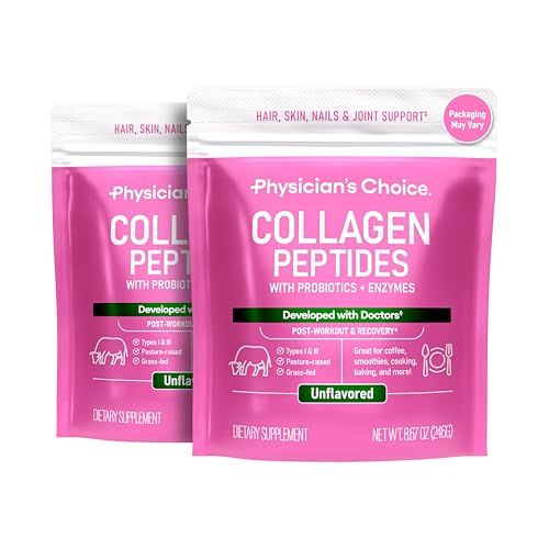 Collagen Peptides Powder - Hydrolyzed Protein(Type I &amp; III) - Digestive Enzymes - Keto Collagen Powder for Women &amp; Men - Hair, Skin, Joints &amp; Workout Recovery Aid - Grass Fed, Non-GMO - Two-pack