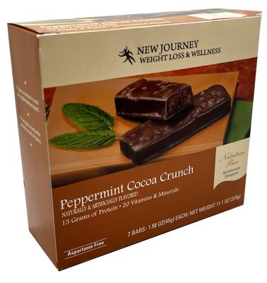 Peppermint Cocoa Crunch Bar - New Journey Weight Loss &amp; Wellness - High Protein Nutrition Bar (7 bars/box)