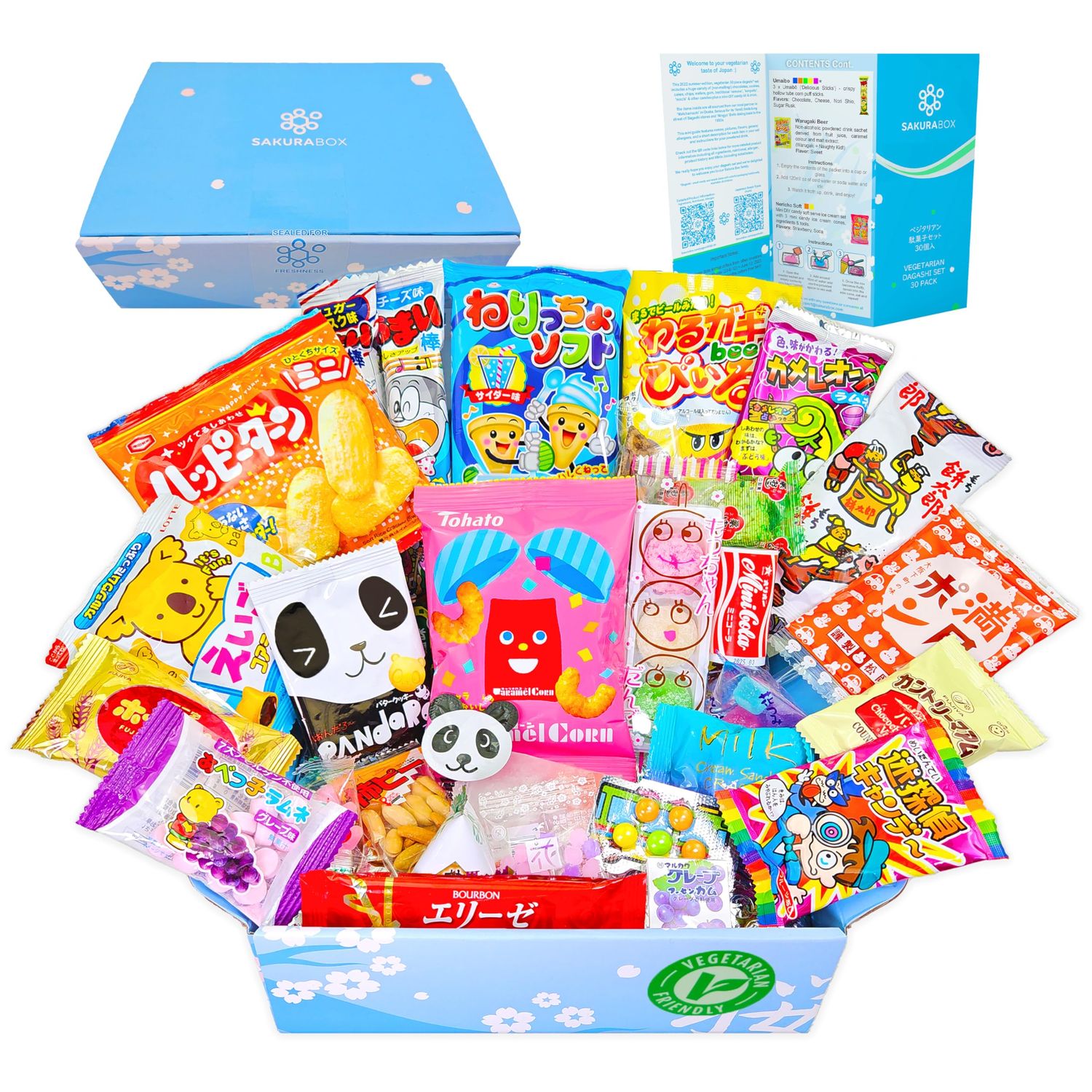 Sakura Box Japanese Vegetarian Snacks &amp; Candy 30 Piece Dagashi Set Halal Friendly Food