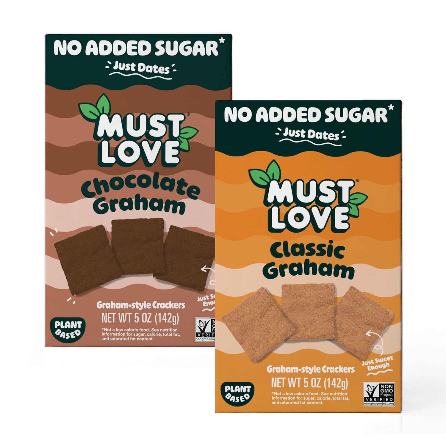 Must Love Graham Crackers Sampler - 1 Classic &amp; 1 Chocolate - 5 Oz pack - No Added Sugar, Sweetened with Dates, Great for Pie Crust, Mini S&#39;mores, Cheese Boards - Vegan - Healthy Snacking for Family
