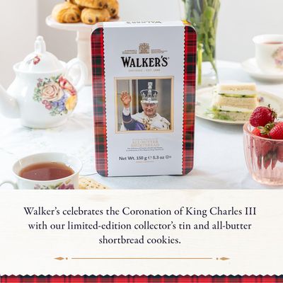 Walker's Shortbread King Charles III Limited Edition Tin, All-Butter Shortbread Cookies, 5.3 Oz