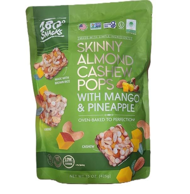 Skinny Almond Cashew Pops with Mango and Pineapple, No Trans Fat, No Cholestrol, Low Sodium - 15 Ounces