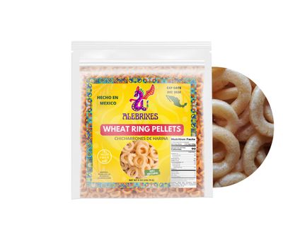 Alebrixes  Mexican Wheat Ring Pellets 8oz (226g)  Duritos - Mexican Snack  Chicharron - Fritura De Harina Para Freir  Savory, Classic, Crispy, Mouth-Watering  Handcrafted in Mexico.
