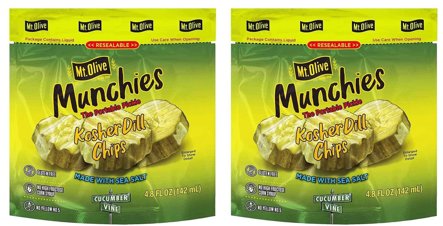 Mt Olive Munchies Kosher Dill Chips with Sea Salt 4.8 ounces (Pack of 2)