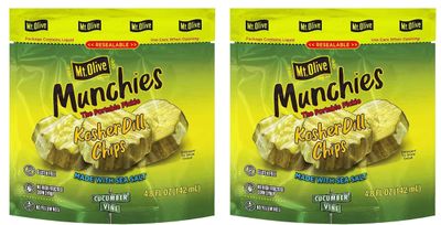 Mt Olive Munchies Kosher Dill Chips with Sea Salt 4.8 ounces (Pack of 2)
