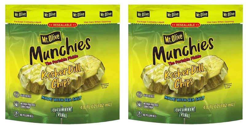 Mt Olive Munchies Kosher Dill Chips with Sea Salt 4.8 ounces (Pack of 2)