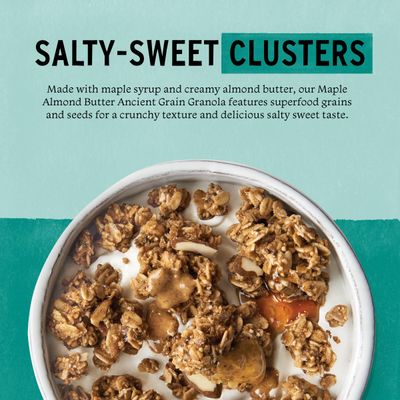 Purely Elizabeth Maple Almond Butter Granola, Made with Organic Oats and Ancient Grains, Gluten-Free, Non-GMO (10oz Bag)