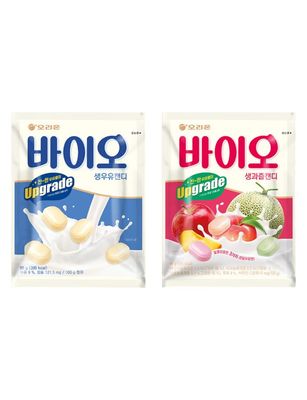 Pack of 2 Orion Bio Candy 99g / 3.4oz Fruit milk  Milk Flavor - Korean Sweet &amp; Soft Chewing Candy Fruit Snack