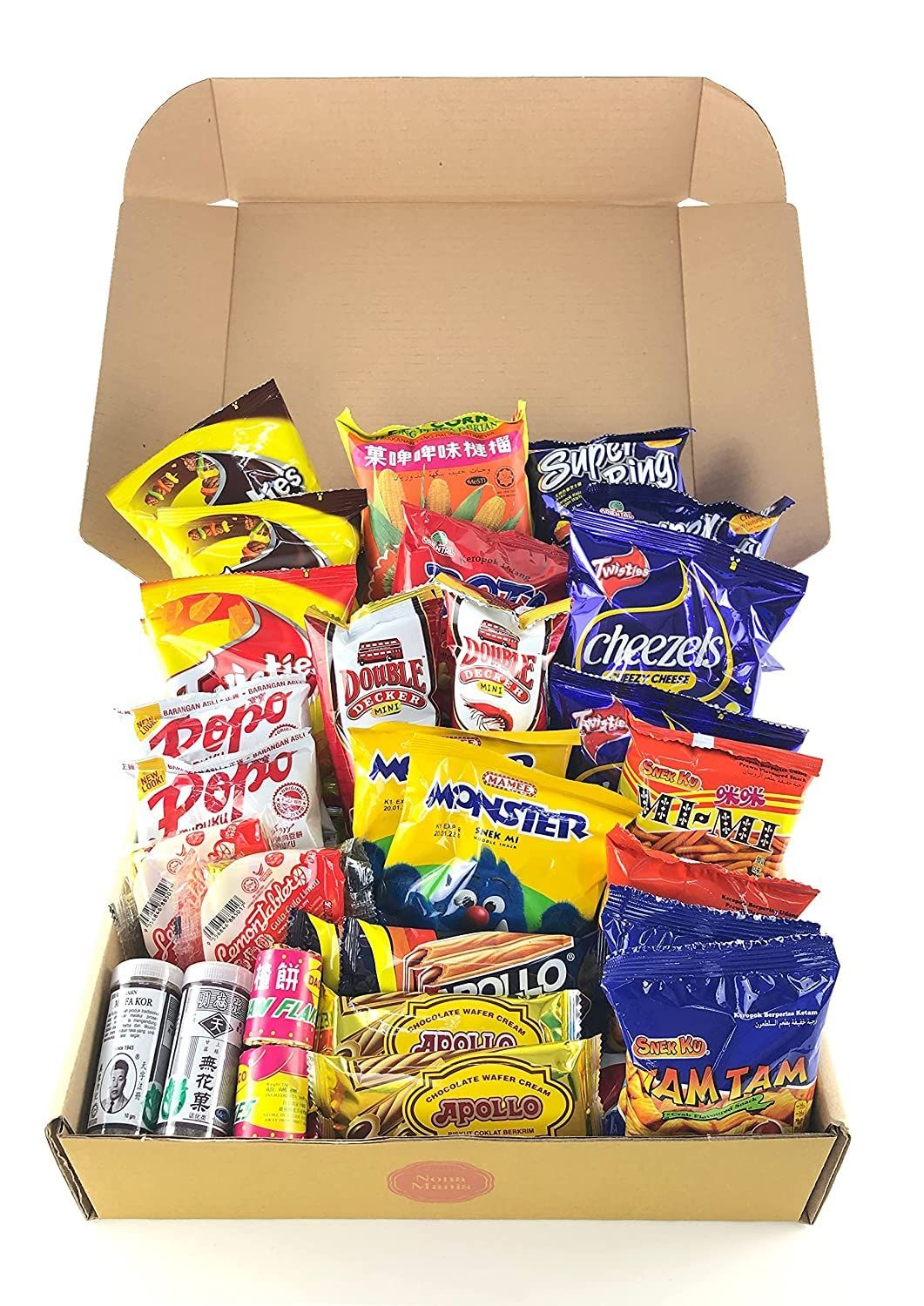 NONA MANIS Snack Box Variety Pack (38 Count) Ultimate Sampler Mixed Box Chips Candy Care Bundle Package For Office Meetings Schools Friends Gathering 2022 Students Keropok Childhood (38 Count Fixed)