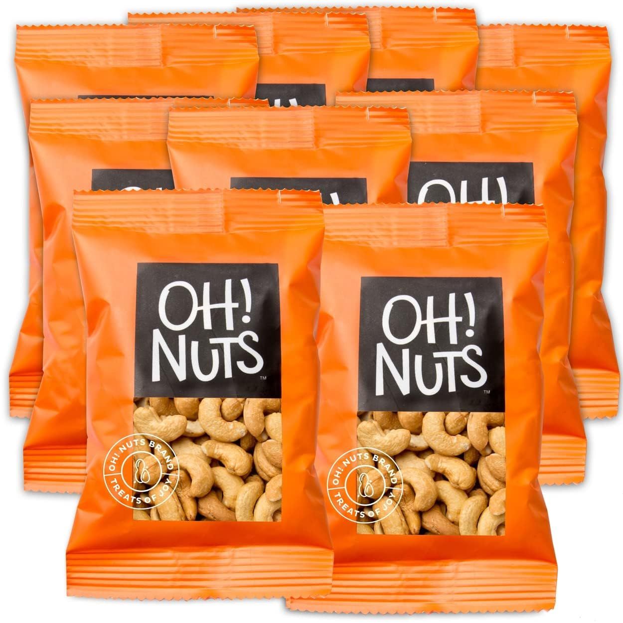Oh! Nuts Cashews Raw Individual Nut Snacks for On-the-Go - 12 Convenient Nut Snacks for School - Bulk Nuts Variety - Individual Packs (1.5 oz Each)