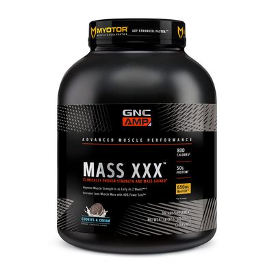 GNC AMP Mass XXX with MyoTOR Protein Powder  Targeted Muscle Building and Workout Support Formula with BCAA and Creatine  Cookies and Cream  13 Servings