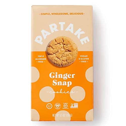 Partake Crunchy Cookies - GingerSnap  2 Boxes  Vegan &amp; Gluten Free  Free of Top 8 Allergens- Dairy Free, Nut Free, Egg Free, Wheat Free, Soy Free, Fish Free  5.5 Oz  15 Cookies Each