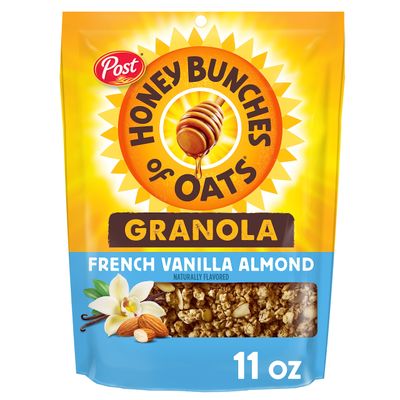 Honey Bunches of Oats French Vanilla Granola Cereal and Snack, Good Source of Fiber, made with Whole Grain Breakfast Cereal, 11 Ounce Pouch