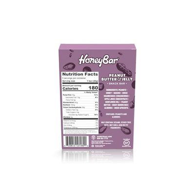 HoneyBar Snack Bar  Certified Gluten Free  Non-GMO  Vegetarian (Peanut Butter &amp; Jam, Pack of 20 Bars)