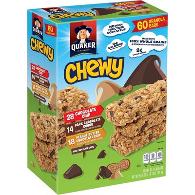 Quaker-Chewy Granola Bars, 3 Flavor Assortment, 60 count, 50.7oz, 0.84 ounce (pack of 60) (980038253)