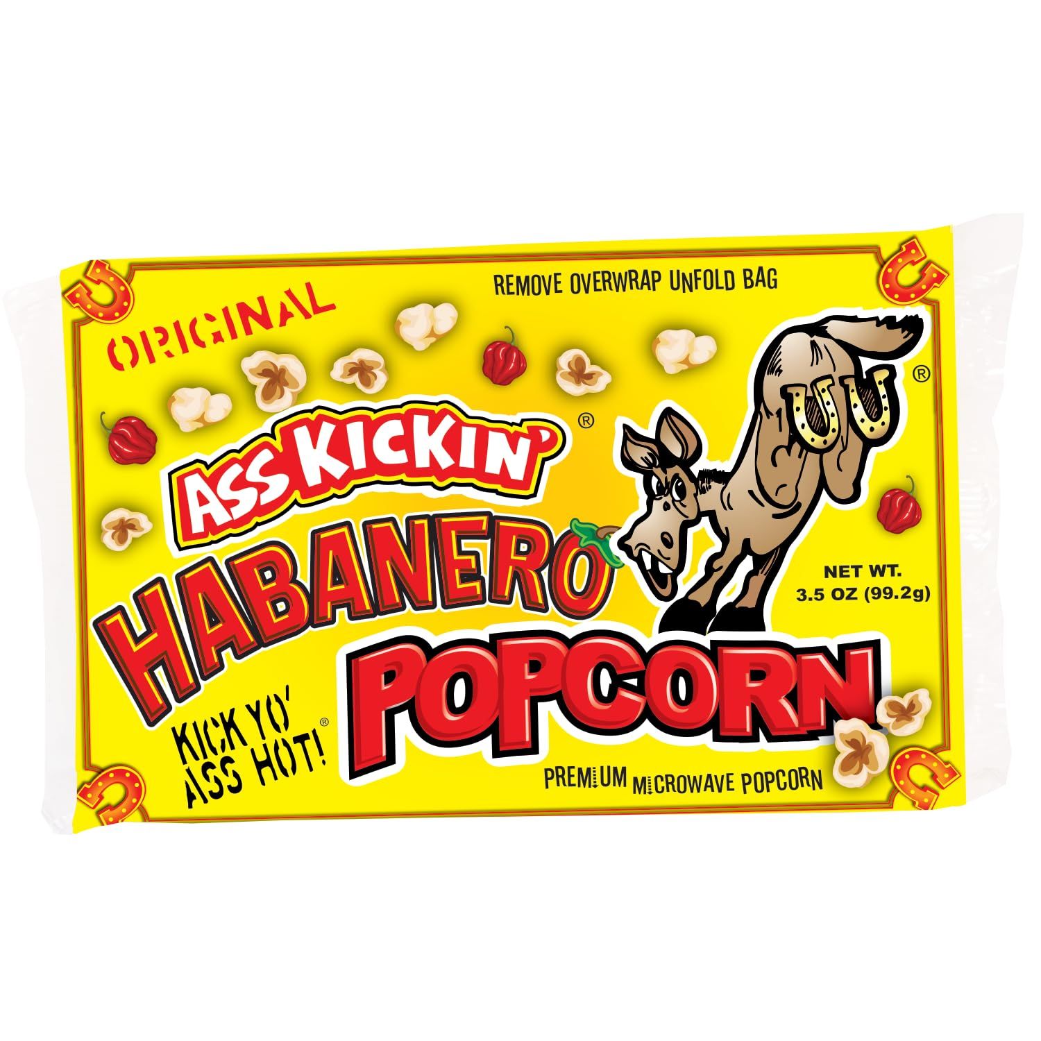 ASS KICKIN&#39; Habanero Microwave Popcorn Bags - 3 Pack - Ultimate Spicy Popcorn Gourmet Gift - Makes a Great Movie Theater Popcorn or Snack Food for Movie Night