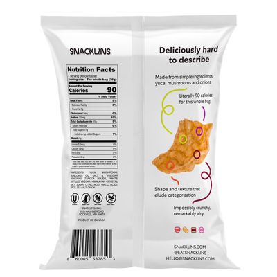 SNACKLINS Plant Based Crisps SEA SALT & VINEGAR - Gluten Free, Grain Free, 100% Kosher, Vegan Healthy Snacks, Crunchy Puffed Snack, Only 100 Calories Per Bag - .9oz (Case of 12)