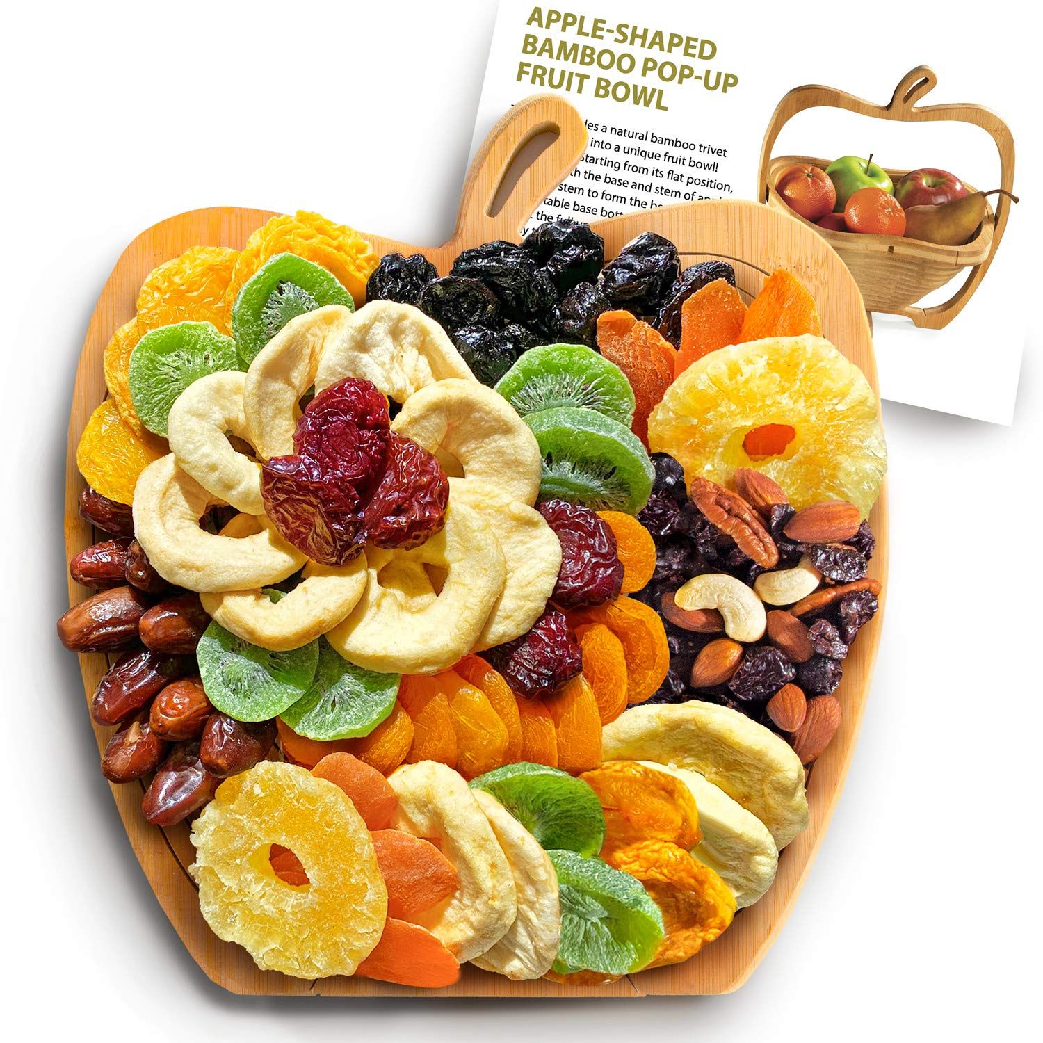 Apple Dried Fruit Gift Tray Turns into Fruit Basket, Dried Fruit &amp; Trail Mix - Corporate Gifting, Holiday Gifting