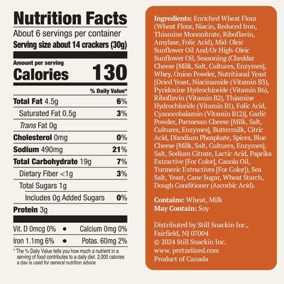 PRETZELIZED Snacks PRETZELIZED Pretzel Crackers, Cheddar Flavored, 6.5oz Box (Pack of 12)