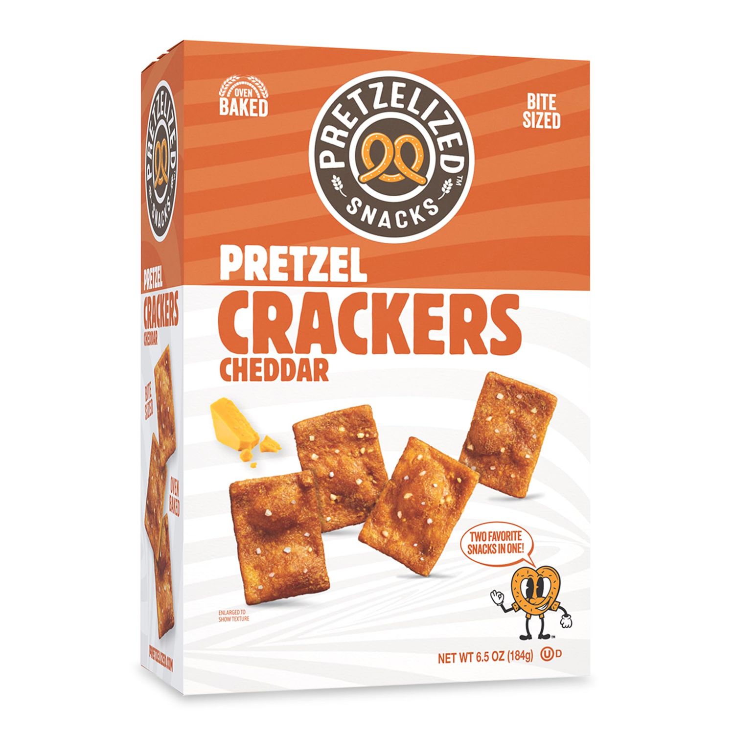 PRETZELIZED Snacks PRETZELIZED Pretzel Crackers, Cheddar Flavored, 6.5oz Box (Pack of 12)