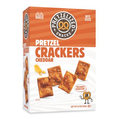 PRETZELIZED Snacks PRETZELIZED Pretzel Crackers, Cheddar Flavored, 6.5oz Box (Pack of 12)