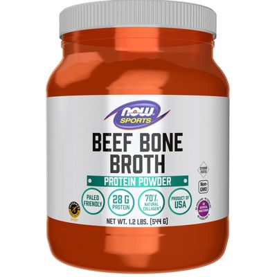 NOW Foods Sports Nutrition, Beef Bone Broth Powder made with Premium-Quality Beef Bone Extract , 1.2-Pound
