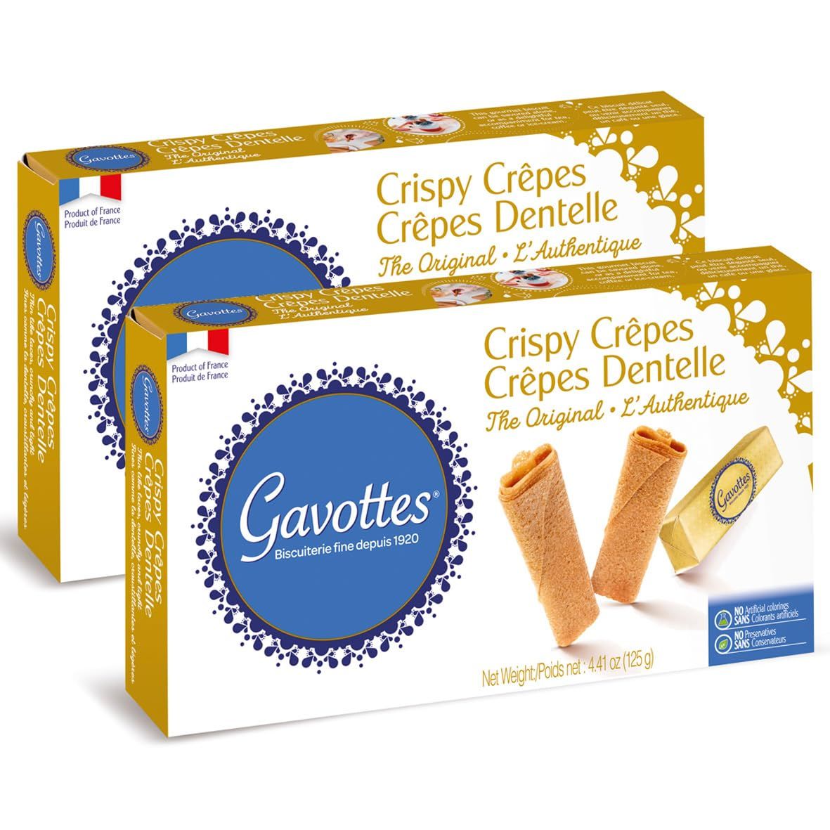 Gavottes Gourmet French Lace Crispy Crepes 2 pack - Individually Wrapped  Ready-to-eat crispy Crepes  Crispy Crepes From France  The Original Crepes Dentelle (2 Packs x 24 Crepes/ 2 x 4.41oz)