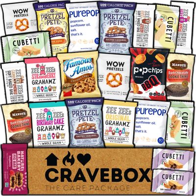 CRAVEBOX Gourmet Specialty Snacks Box Gift Easter - Care Package College Students Adults Healthy Cookies Bar Organic Variety Pack Assortment Basket Final Exam Office Men Women Back to School