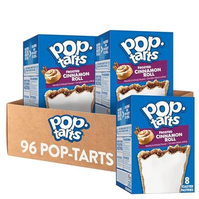 Pop-Tarts Toaster Pastries, Breakfast Foods, Kids Snacks, Frosted Cinnamon Roll (12 Boxes, 96 Count)