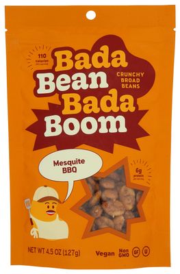 Bada Bean Bada Boom Plant-Based Protein, Gluten Free, Vegan, Crunchy Roasted Broad (Fava) Bean Snacks, 100 Calories per Serving, Mesquite BBQ, Non-GMO, 4.5 Ounce (Pack of 6)