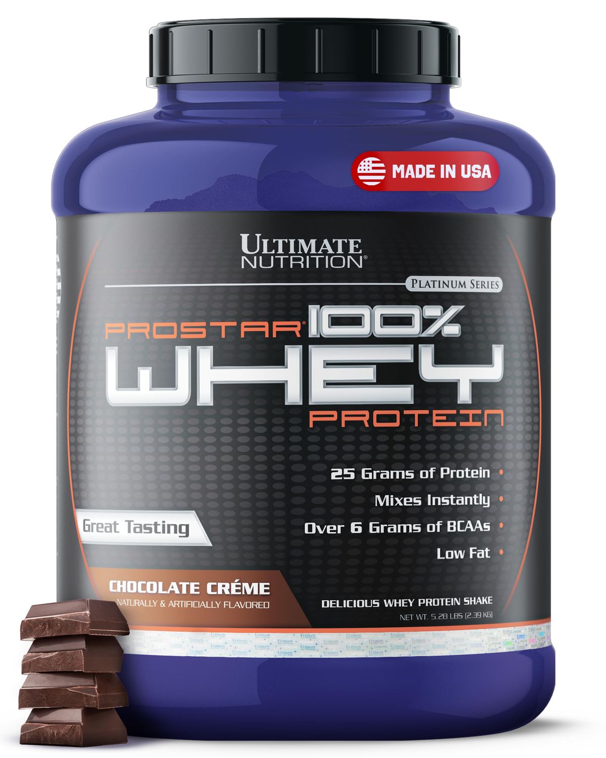 Ultimate Nutrition Prostar Whey Protein Powder Isolate, Chocolate - Low Carb, High Protein Powder Shake for Muscle Gain &amp; Recovery - Low Sodium, Low-Fat &amp; Keto Friendly - 5.28 lbs Tub