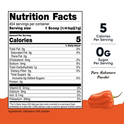 Nutricost Pantry Habanero Powder (1 Pound Per Bottle) - Pure Powdered Habanero : Great for Spicy Snacks, Cooking, Soups, Salsa, and More!