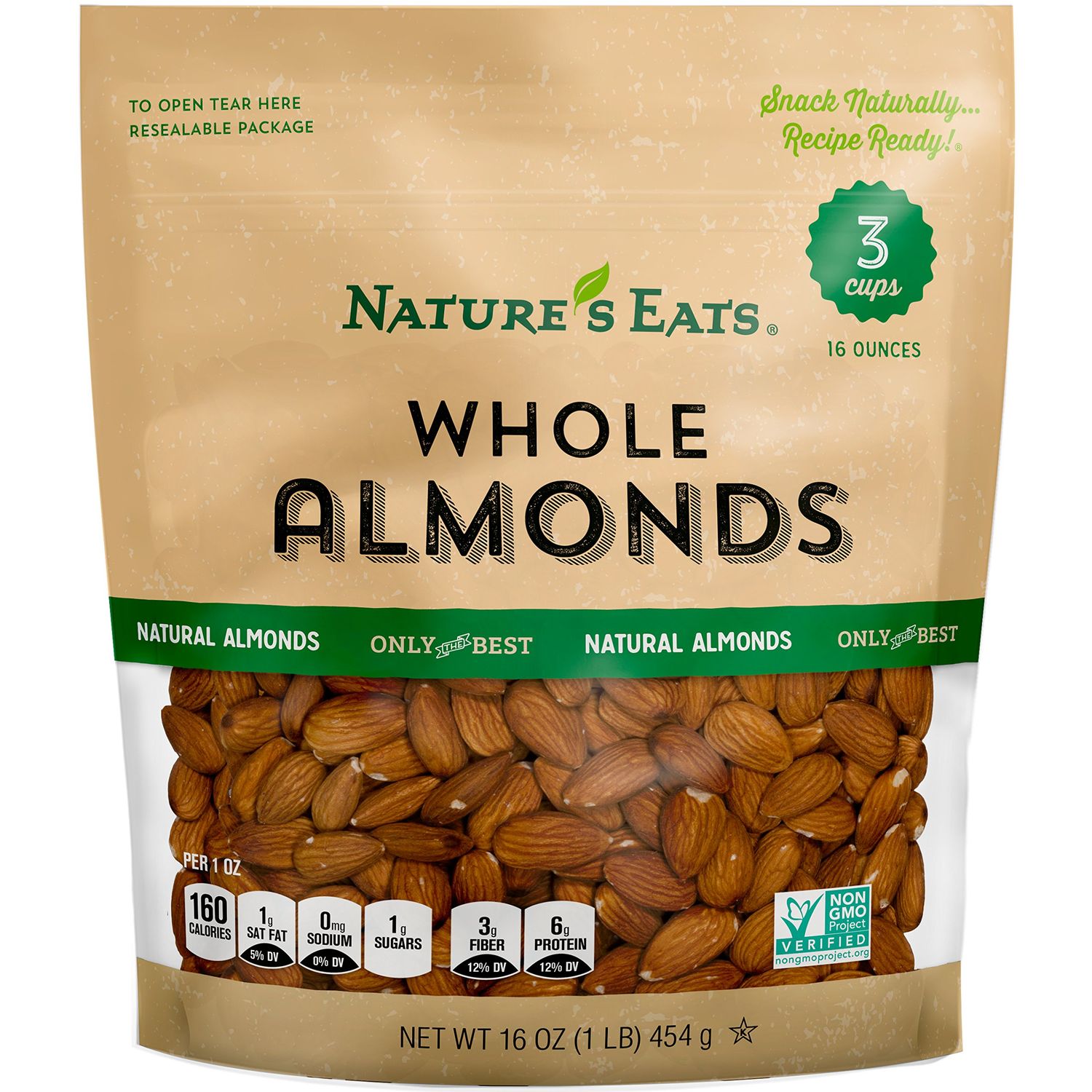 Nature&#39;s Eats Whole Almonds, Natural, 16 Oz
