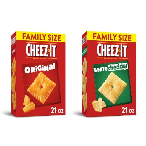 Cheez-It Cheese Crackers, Baked Snack Crackers, Bulk Pantry Staples, Original &amp; White Cheddar Variety Pack 42oz Case (2 Boxes)