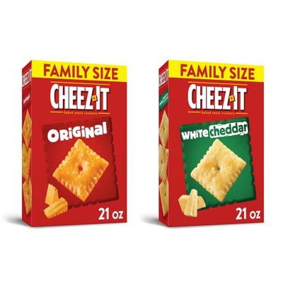 Cheez-It Cheese Crackers, Baked Snack Crackers, Bulk Pantry Staples, Original &amp; White Cheddar Variety Pack 42oz Case (2 Boxes)
