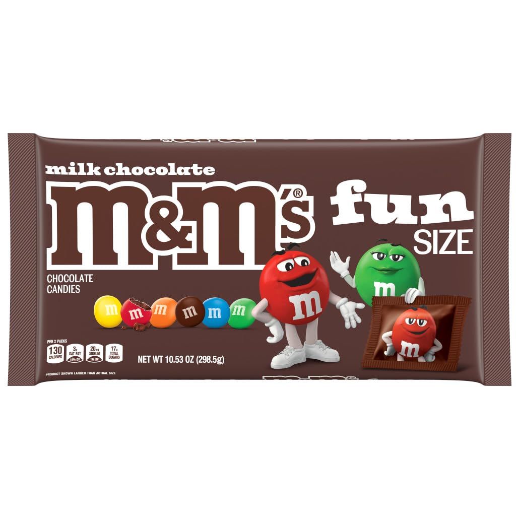 M&amp;M&#39;S Milk Chocolate Candy, Fun Size Candy Bags for Party Favors, Holidays, Parties, 10.53oz Bulk Chocolate Gift