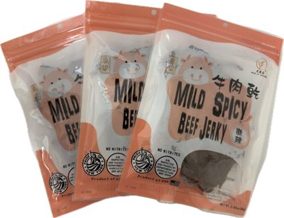 Old Cottage Beef Jerky - Authentic Taiwanese Recipe -Taiwanese Snacks - Dried Jerky Protein Snack  Beef Jerky, Asian Snacks 2.82oz Pack of 3 Made in The USA (Pack of 3, Mild Spicy)