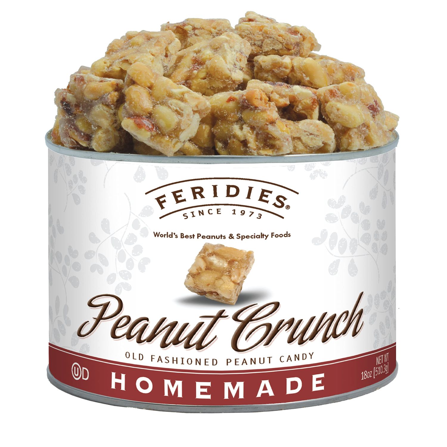 FERIDIES Gourmet Peanut Squares, Old Fashioned Peanut Candy, Peanut Crunch, 18oz CAN