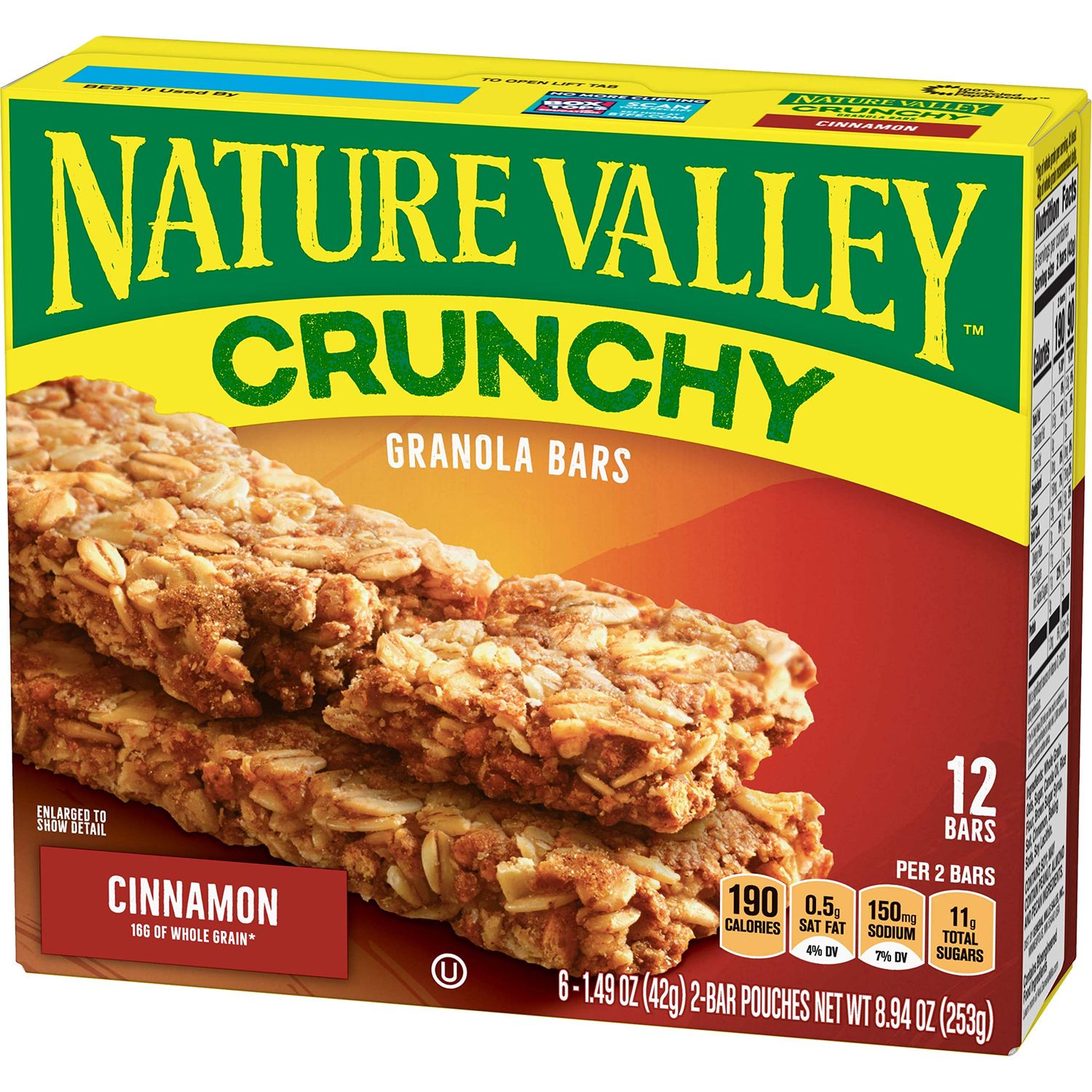 Nature Valley Granola Bars, Crunchy, Cinnamon, 8.94 oz (12 Bars)