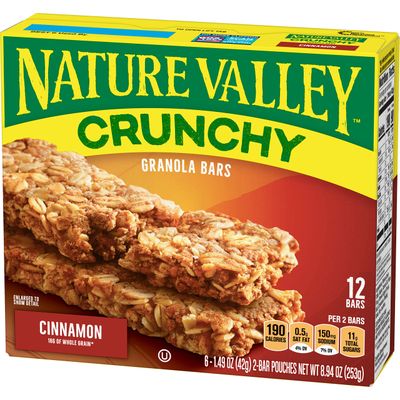 Nature Valley Granola Bars, Crunchy, Cinnamon, 8.94 oz (12 Bars)