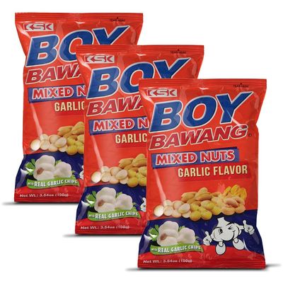 Boy Bawang Mixed Nuts Garlic Flavor Pack Of Three 3.54 Oz A Pack