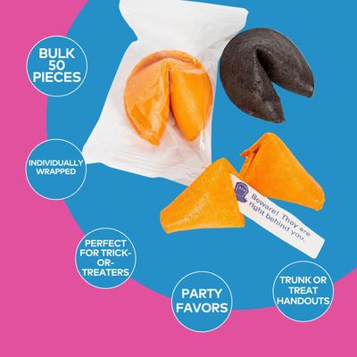 Fun Express Fortune Cookies Bulk - Elevate Your Halloween 50 Fortune Cookies Individually Wrapped Bulk - Unveil the Mysteries, Candy Alternatives and Unlock Halloween's Secrets with Fortune Cookie