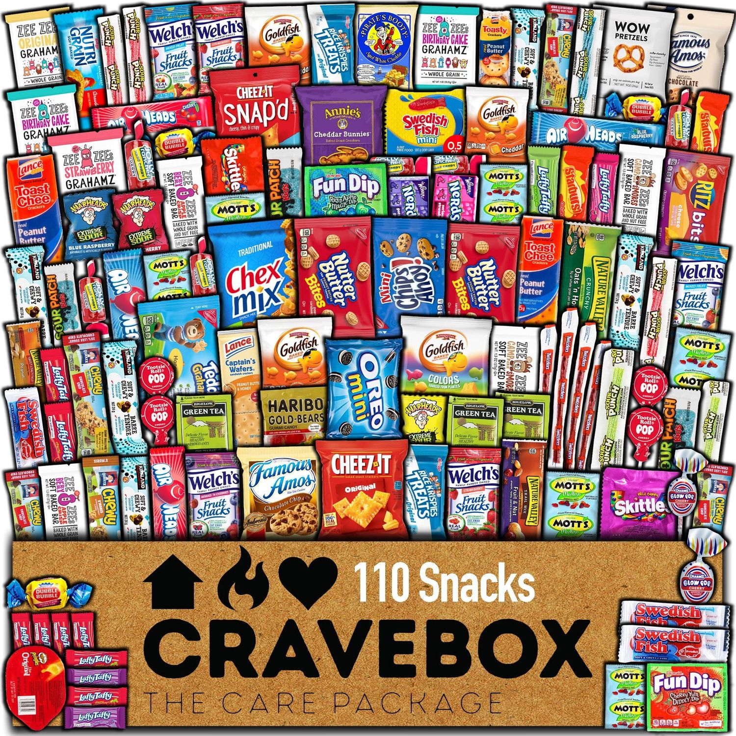 CRAVEBOX Snack Box (110 Count) Easter Variety Pack Care Package Gift Basket Adult Kid Guy Girl Women Men Birthday College Student Office College Back to School