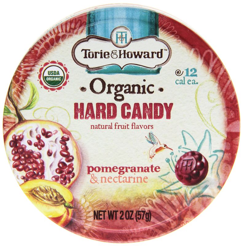 Torie &amp; Howard Natural Fruits Organic Hard Candy, Pomegranate and Nectarine, 2 Ounce