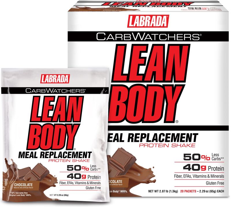 Labrada Nutrition Carb Watchers Lean Body Hi-Protein Meal Replacement Shake, Chocolate Ice Cream, 2.29-Ounce Packets (Pack of 20)