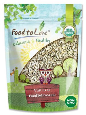 Food to Live Organic Sprouted Sunflower Seeds, 2 Pounds - Non-GMO, Kosher, No Shell, Unsalted, Raw Kernels, Vegan Superfood, Sirtfood, Bulk