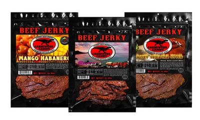 Carnivore Candy Gourmet Beef Jerky Flavor Sampler - Mango Habanero, Sweet &amp; Spicy &amp; Smoky Sriracha (3 x 3 oz bags) (Pack of 3, Mix Pack)