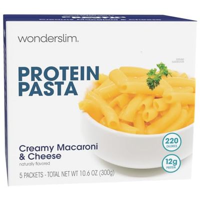 WonderSlim Protein Pasta, Macaroni &amp; Cheese, 12g Protein, Low Calorie (5ct)