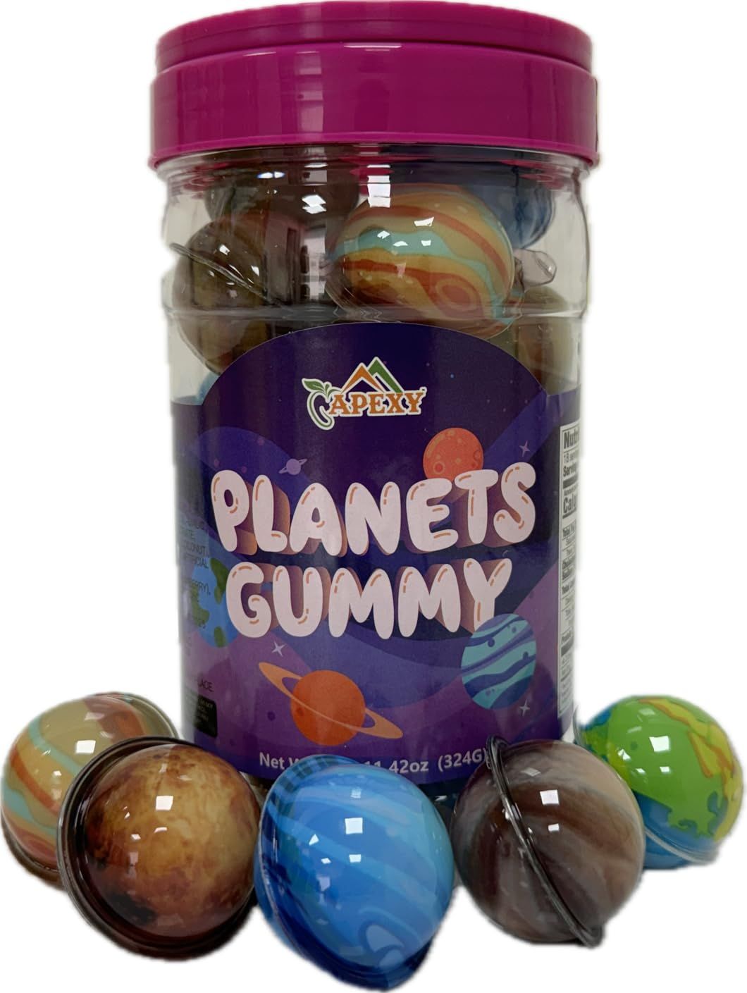 Apexy Mixed Planets Gummy Candy with Fruity Liquid Center Fat Free Fun &amp; Delicious Space- Themed Treats Great for Halloween, Birthday, Trick Or Treat, Party 11.42oz