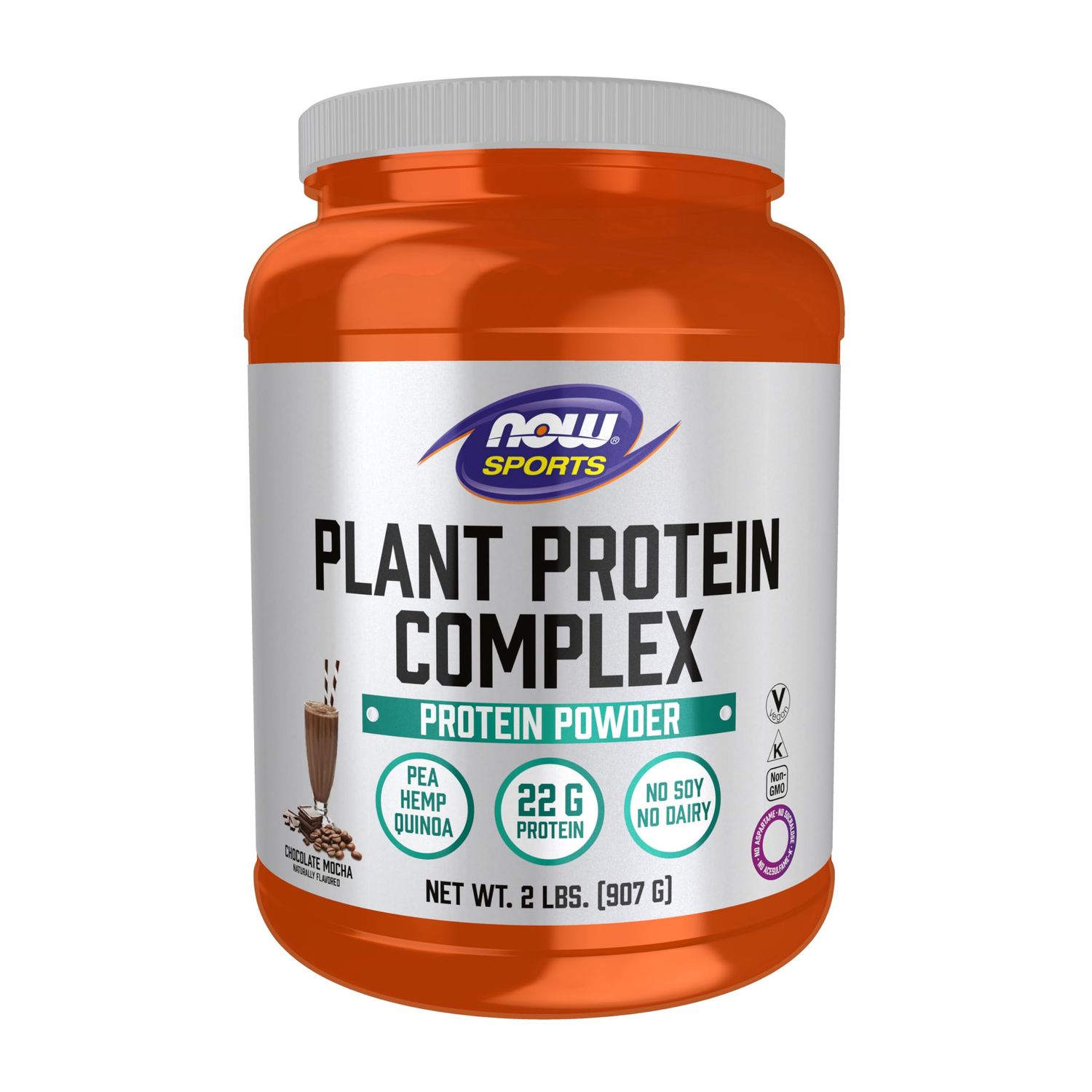 NOW Foods Sports Nutrition, Plant Protein Complex 22 Grams, Chocolate Mocha Powder, 2-Pound